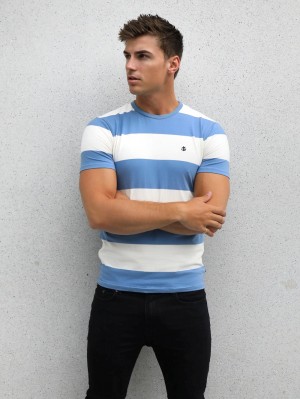 Blakely Alassio Stripe T-Shirt Mavi | CTE729546