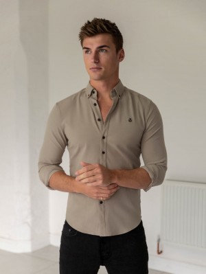 Blakely Horton Fitted Stretch Shirt Tan | UWL814532