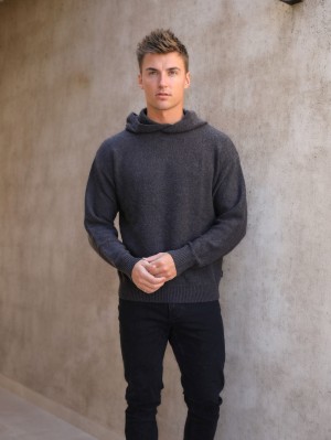 Blakely Huxley Knitted Hoodie Charcoal | USM475103