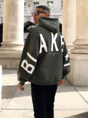 Blakely Idris Oversized Hoodie Haki Yeşil | SZT541062