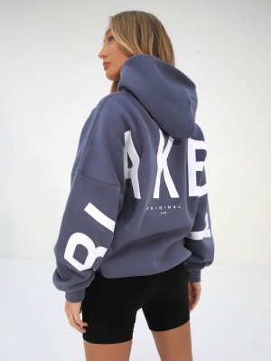 Blakely Isabel Oversized Hoodie Mavi | ATG240971