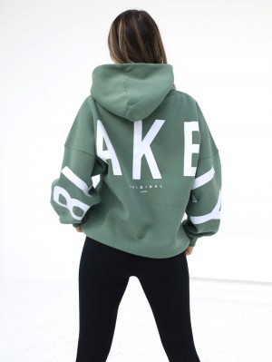 Blakely Isabel Oversized Hoodie Yeşil | QGE654372