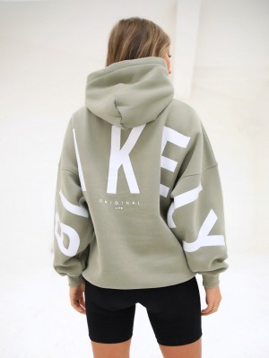 Blakely Isabel Oversized Hoodie Zeytin Yeşili | MUO874120