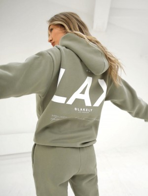 Blakely LAX Women's Oversized Hoodie Zeytin Yeşili | RYV721908