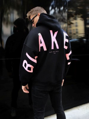 Blakely Members Idris Oversized Hoodie Siyah Pembe | ARJ856271