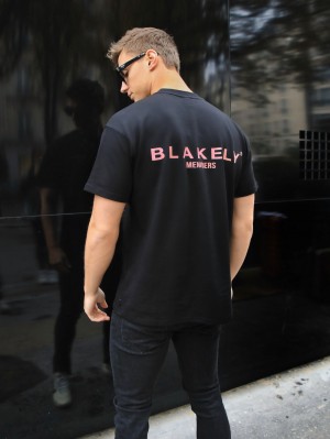 Blakely Members Relaxed T-Shirt Siyah Pembe | LYX564831