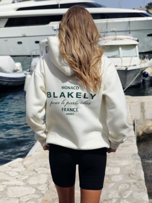 Blakely Monaco Women's Relaxed Hoodie Ivory | UWQ438057