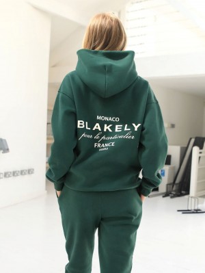 Blakely Monaco Women's Relaxed Hoodie Koyu Yeşil | NPC953028