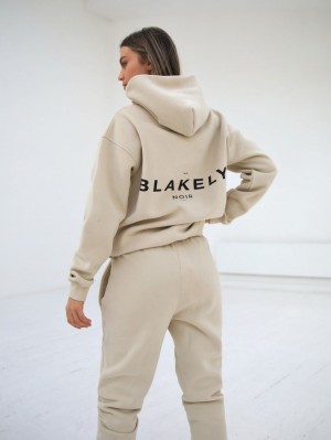 Blakely Noir II Women's Relaxed Hoodie Bej Rengi | WIY507128