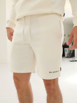 Blakely Riviera Initial Jogger Shorts Ivory | YUL027893