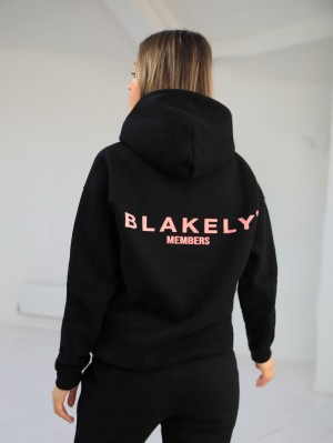 Blakely Women's Members Relaxed Hoodie Siyah Pembe | QPX743015