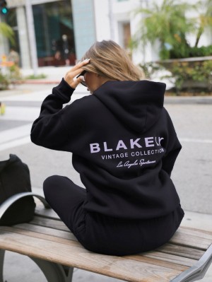 Blakely Women's Sports Club Relaxed Hoodie Siyah | YLT081764