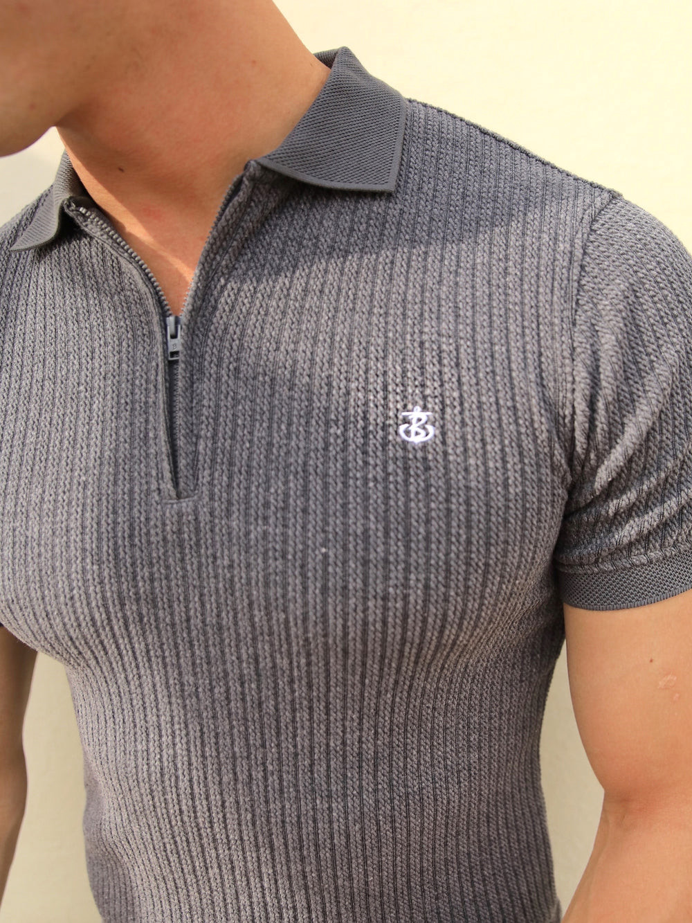 Blakely Anzi Textured Polo Charcoal | AKG736142