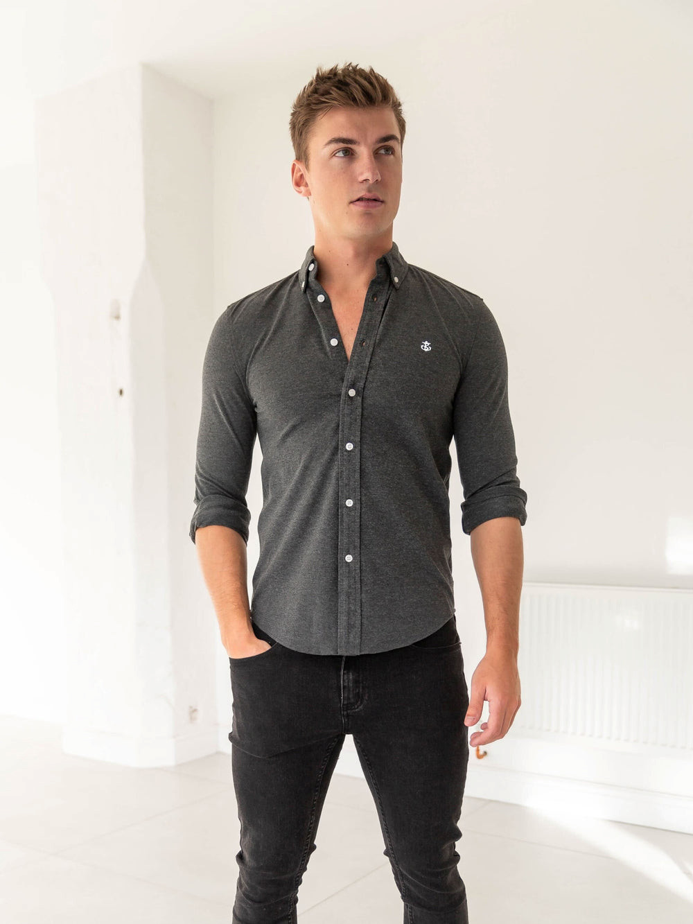 Blakely Arlo Soft Stretch Shirt Charcoal | LST529603