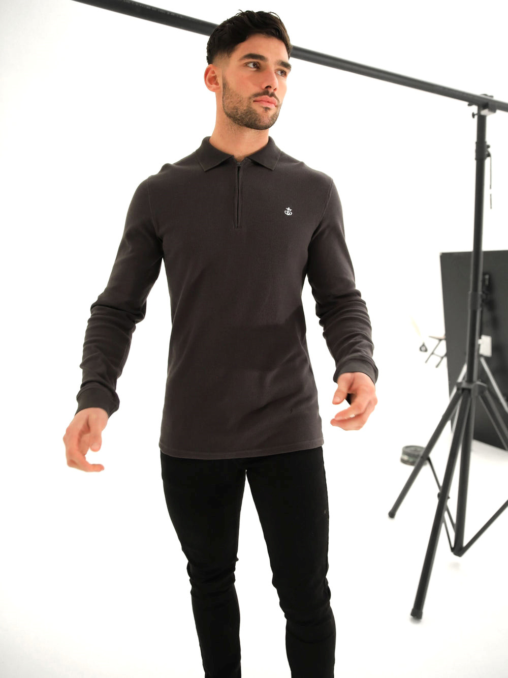 Blakely Aspen Long Sleeve Polo Charcoal | SJC175930