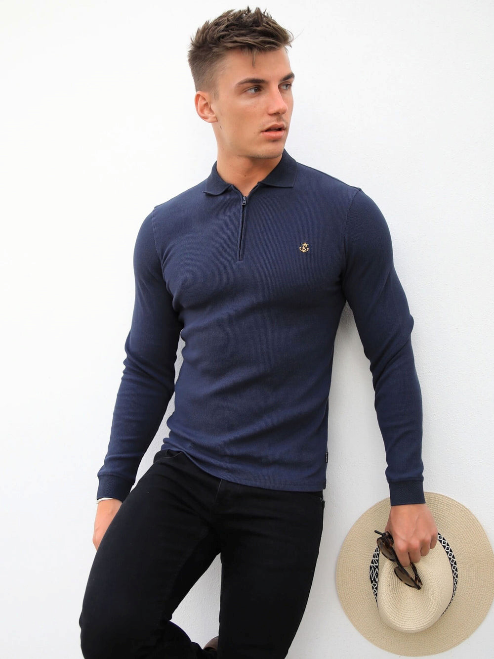 Blakely Aspen Long Sleeve Polo Lacivert | HRF378096