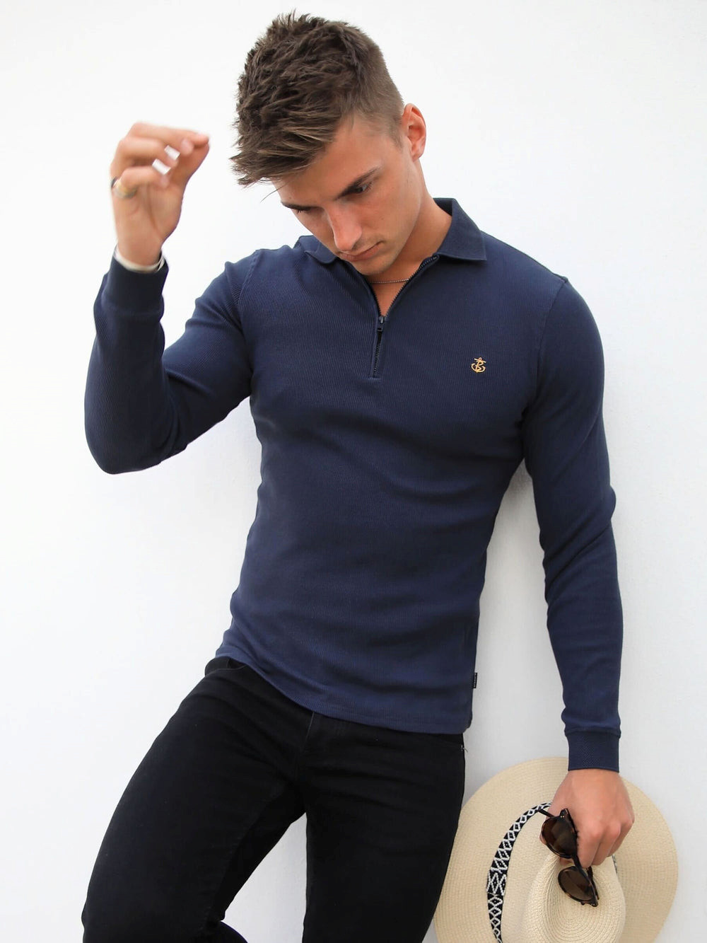 Blakely Aspen Long Sleeve Polo Lacivert | HRF378096