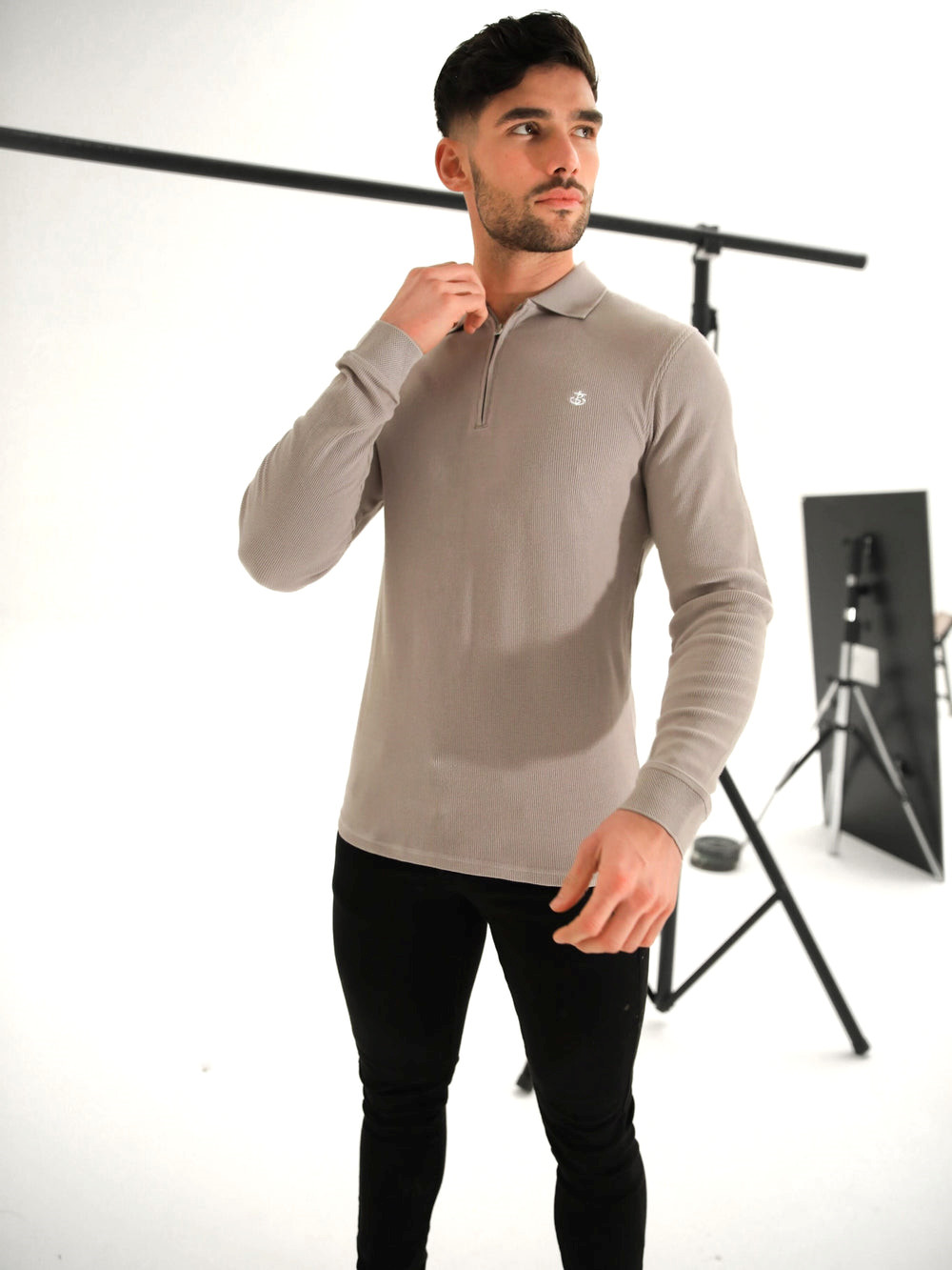 Blakely Aspen Long Sleeve Polo Stone | EGW960354