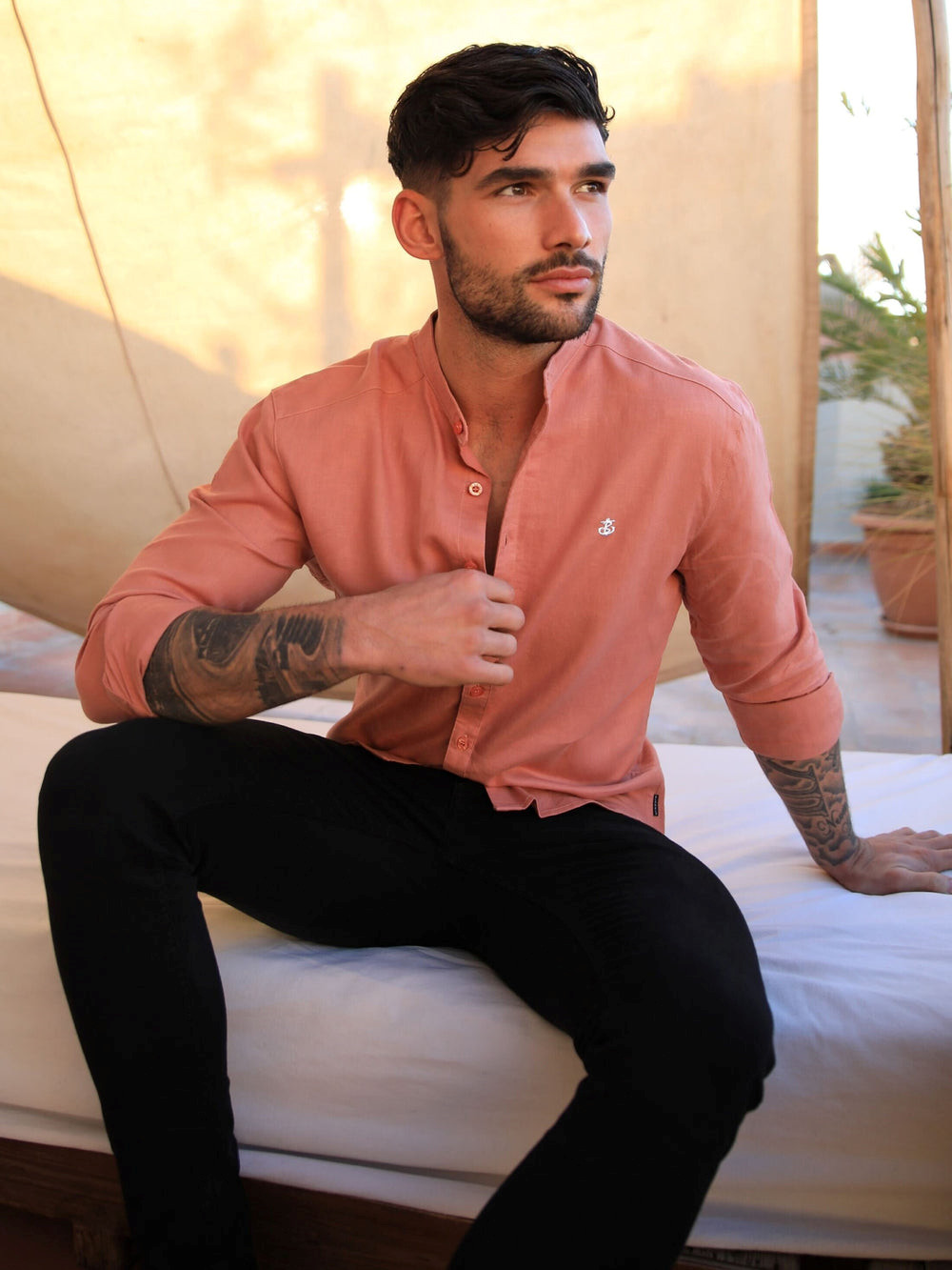 Blakely Berkane Linen Shirt Terracotta | AHM913678