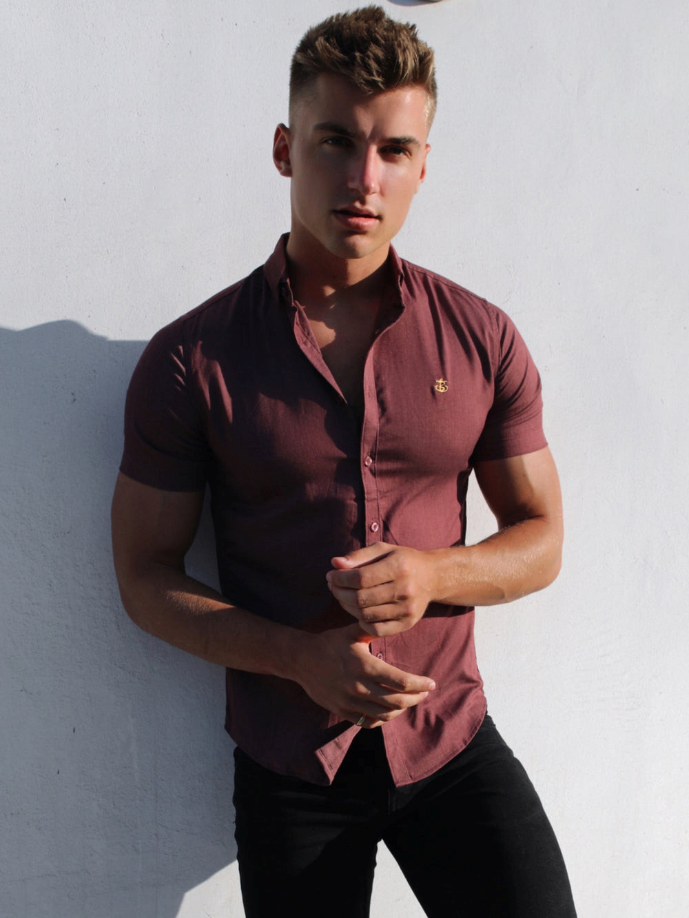 Blakely Brisbane Short Sleeve Shirt Bordo | DVI073964