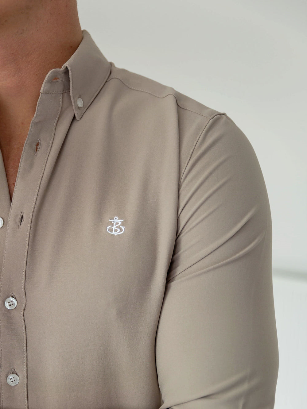 Blakely Furbank Fitted Stretch Shirt Tan | AMX421739