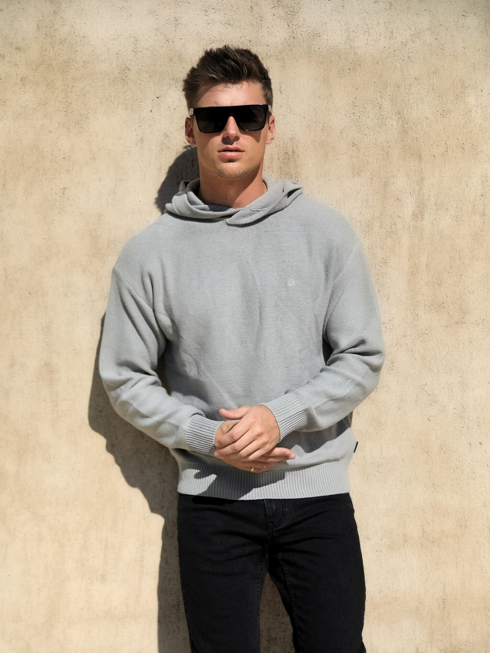 Blakely Huxley Knitted Hoodie Pale Concrete | IFX495736