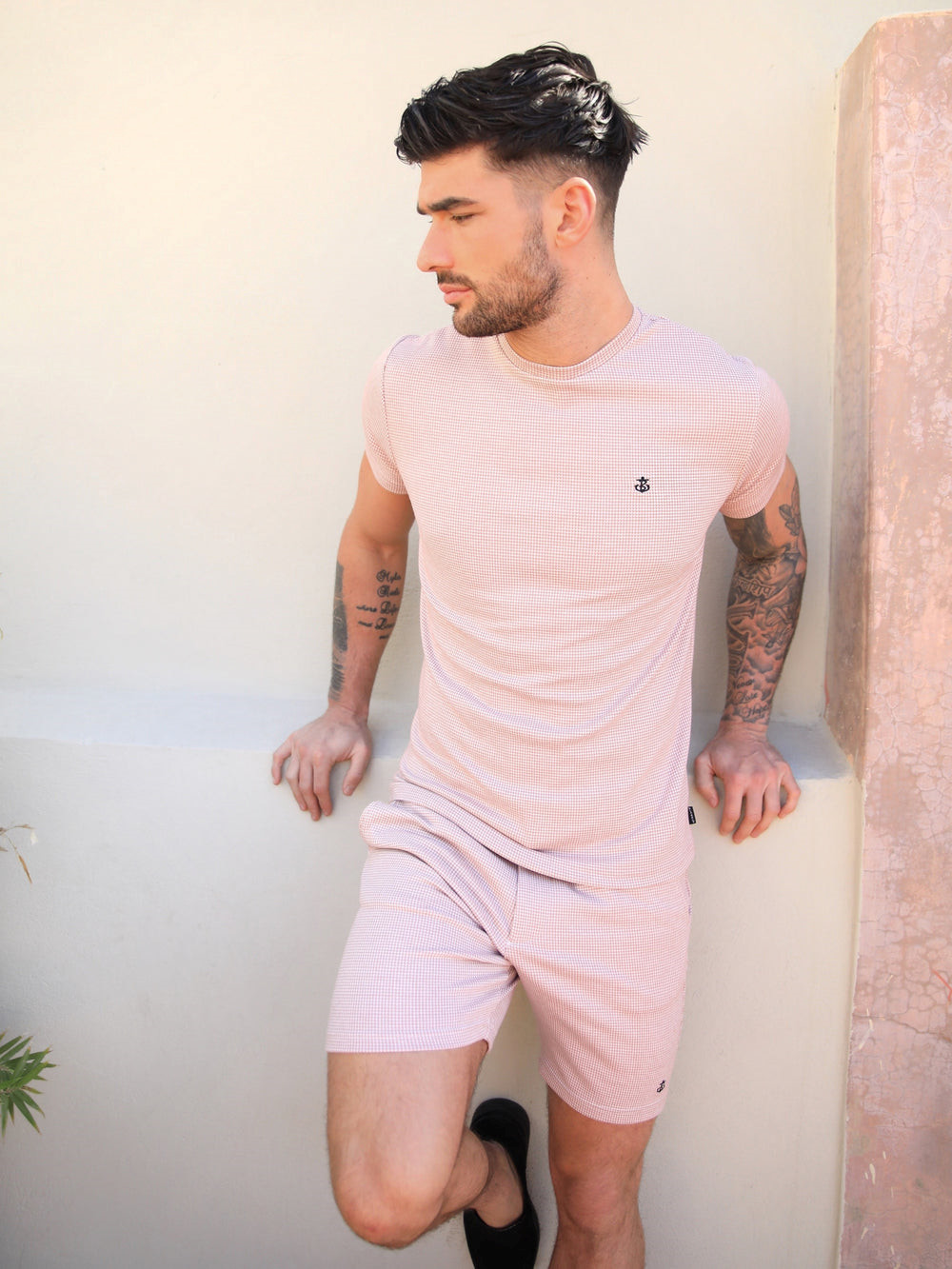 Blakely Midar Check T-Shirt Pembe | YIU068523