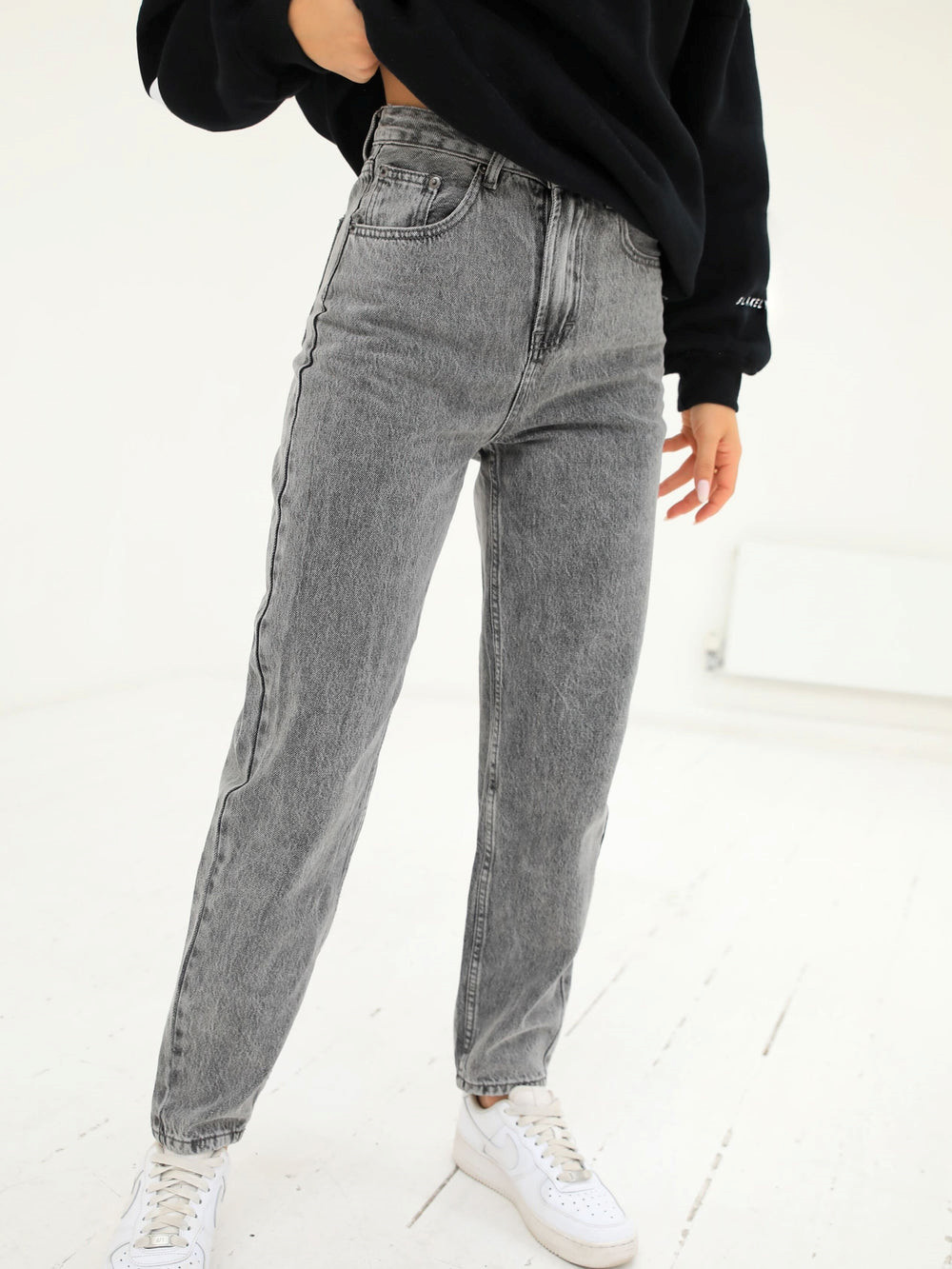 Blakely Mom Jeans Gri | ITL690412