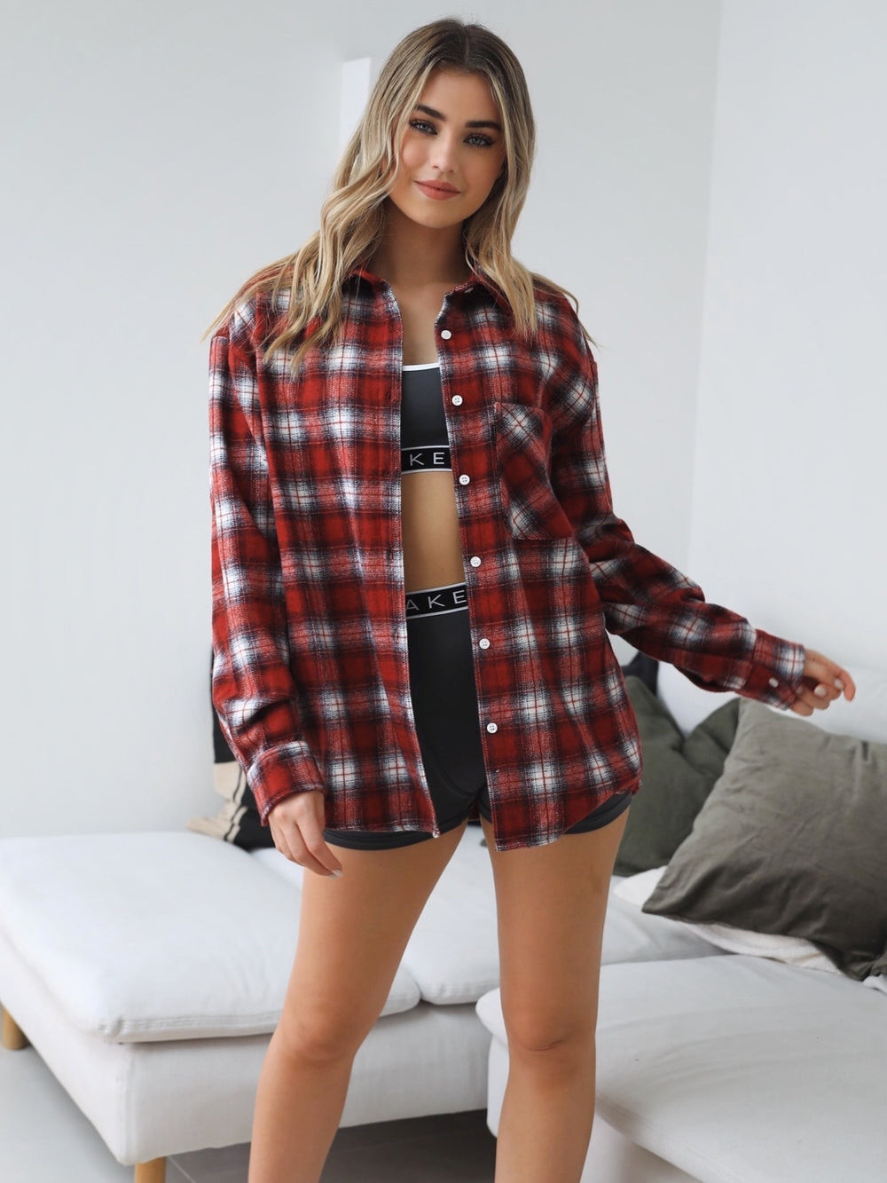 Blakely Montreal Oversized Plaid Shirt Kırmızı | ZUR814967