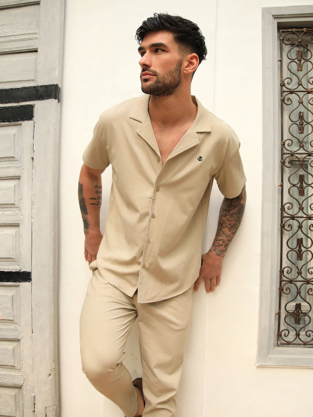 Blakely Nador Open Collared Shirt Tan | MNY970832