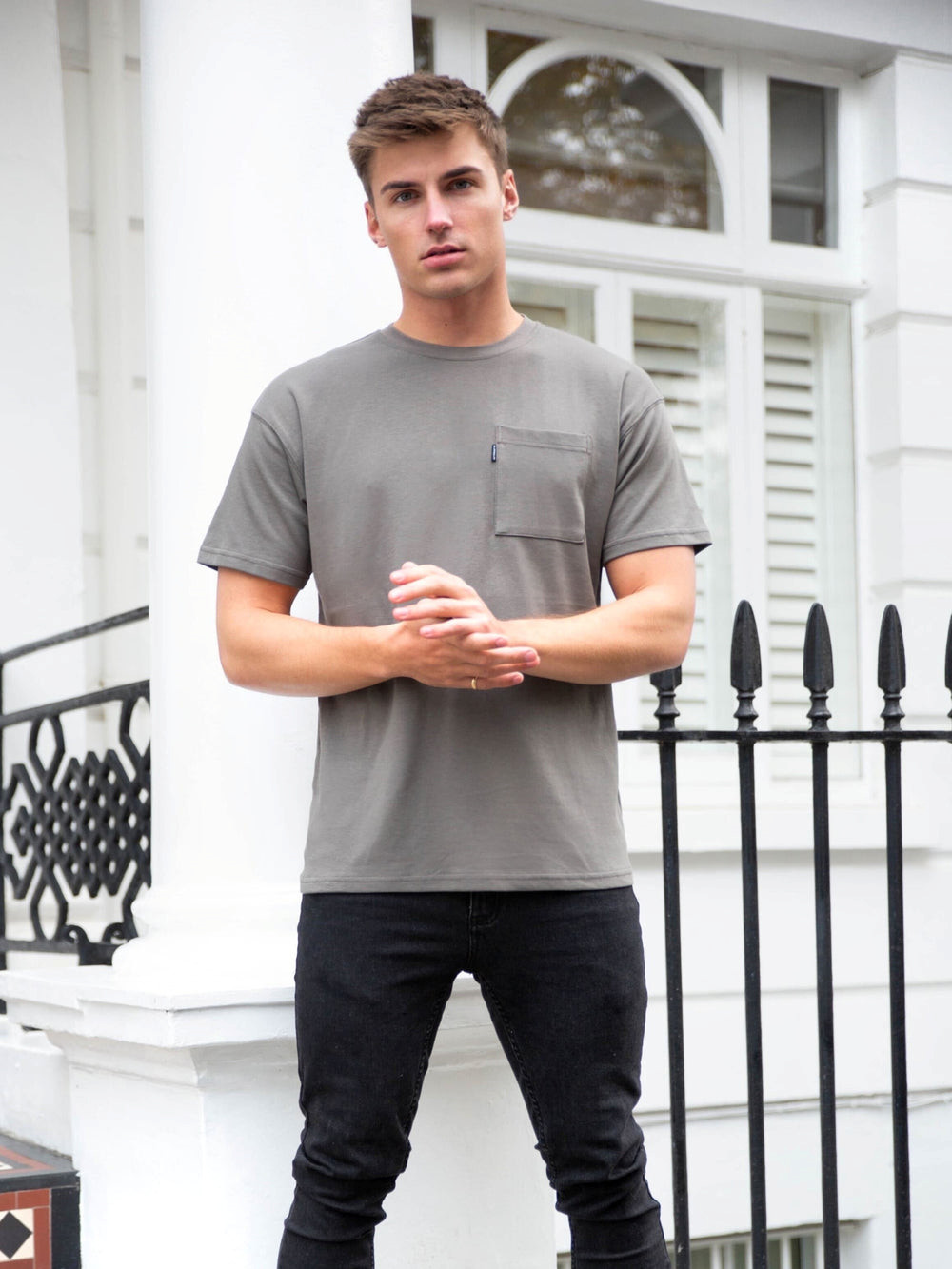 Blakely Relaxed Pocket T-Shirt Charcoal | BLX825364