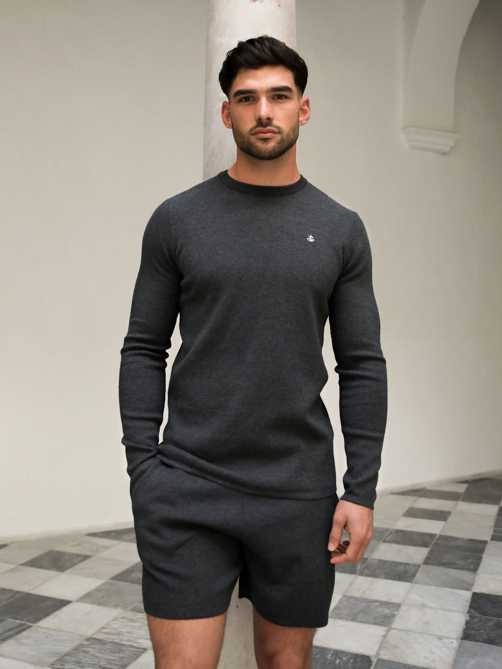 Blakely Riad Knitted Long Sleeve T-Shirt Charcoal | ULA650492