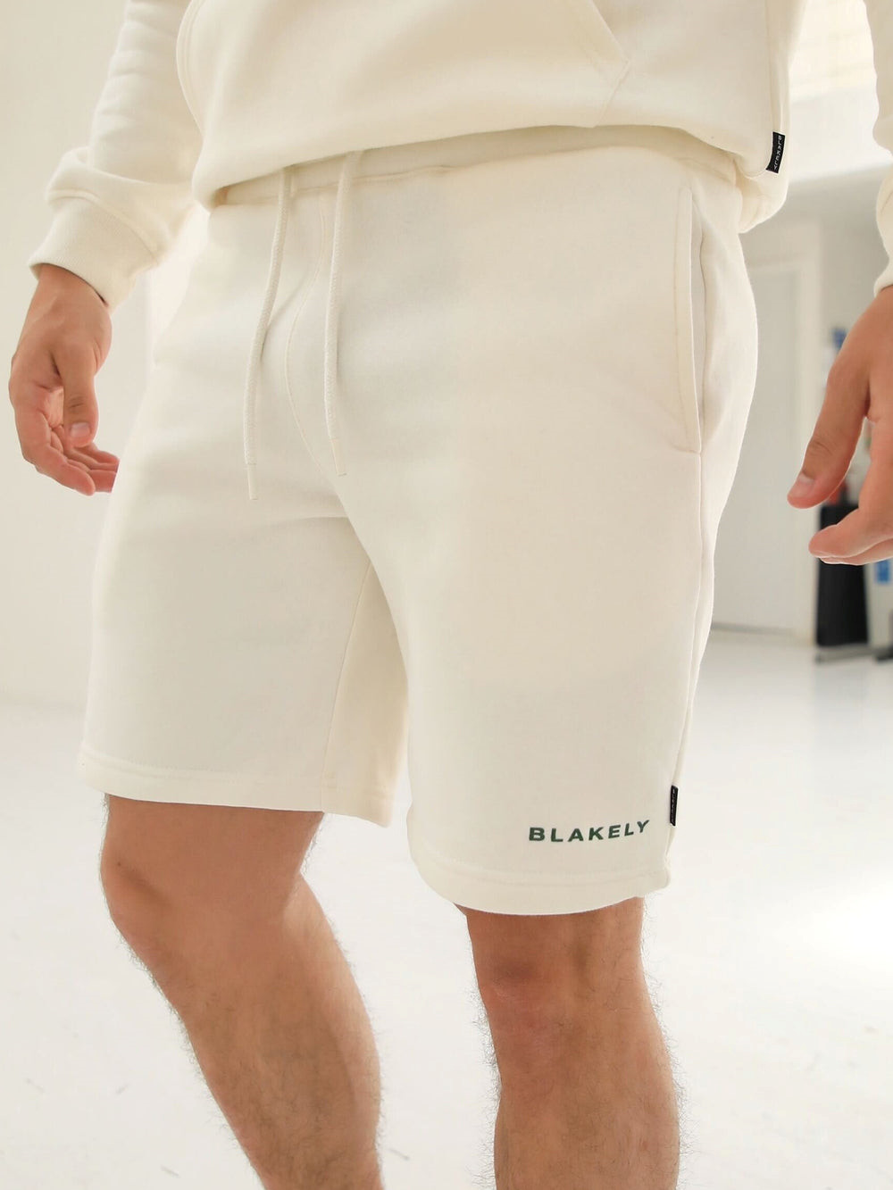 Blakely Riviera Initial Jogger Shorts Ivory | YUL027893