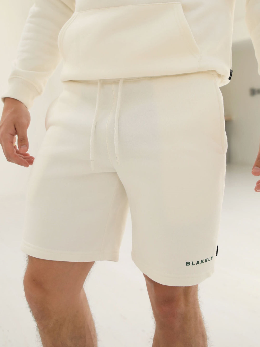 Blakely Riviera Initial Jogger Shorts Ivory | YUL027893